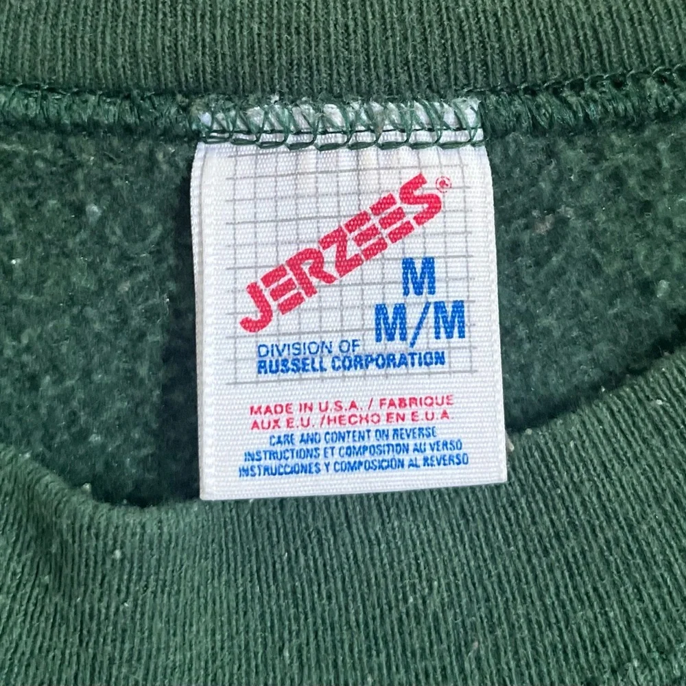 Vintage Jerzees Sweater Mens Size Medium Green Crewneck Blank Pullover 90s USA‎